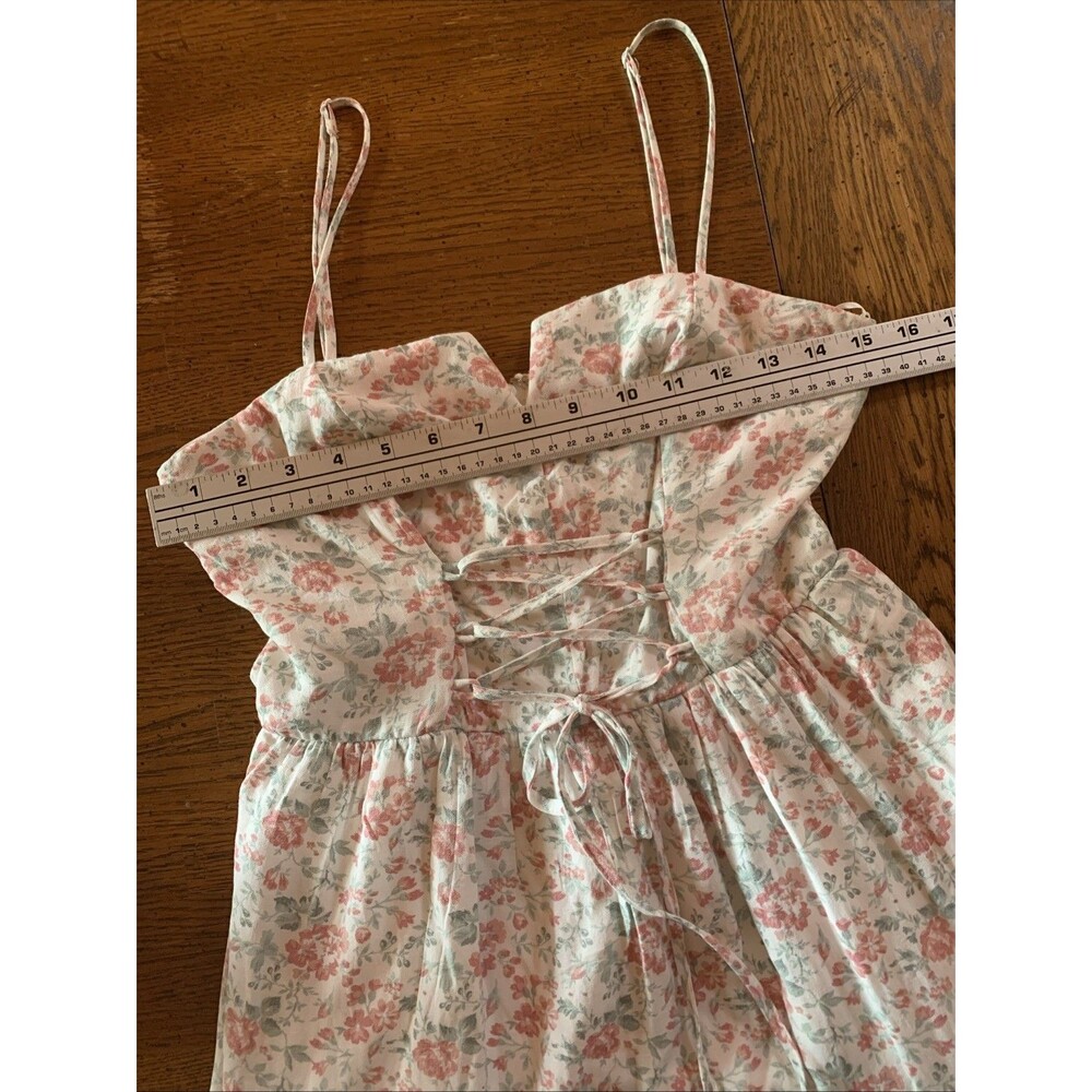 Floral Maxi Laceup Corset Dress Cottagecore Milkmaid Audrey Parks Small Pink - Picture 5 of 14